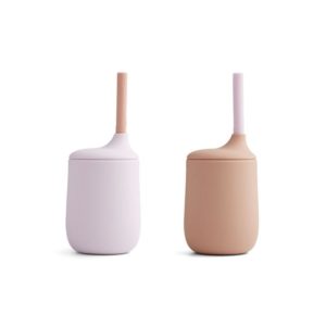 Pack de 2 vasos Ellis Sippy con tapa y pajita Light Lavender Rose Mix | Liewood