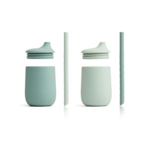 Pack de 2 vasos Ellis Sippy con tapa y pajita Mint Mix | Liewood