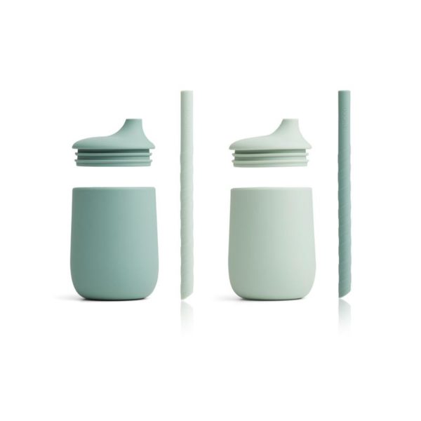 Pack de 2 vasos Ellis Sippy con tapa y pajita Mint Mix | Liewood