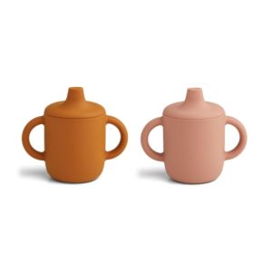 Pack 2 vasos Neil con tapa extraíble Dark Rose-Mustard | Liewood