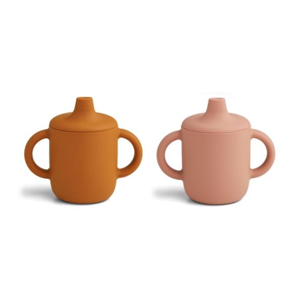 Pack 2 vasos Neil con tapa extraíble Dark Rose-Mustard | Liewood
