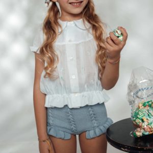 Camisa Manga corta Flor Bordada | Birinit Petit