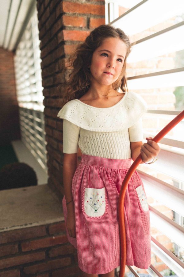 Falda Midi Vichy Rojo | Birinit Petit