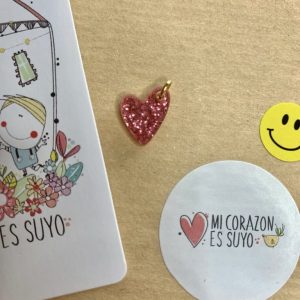 Colgante Corazón Rosa Purpurina | Mi Corazón es Suyo