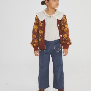 Pantalón campana velvet azul Cobalto bordado | Birinit Petit